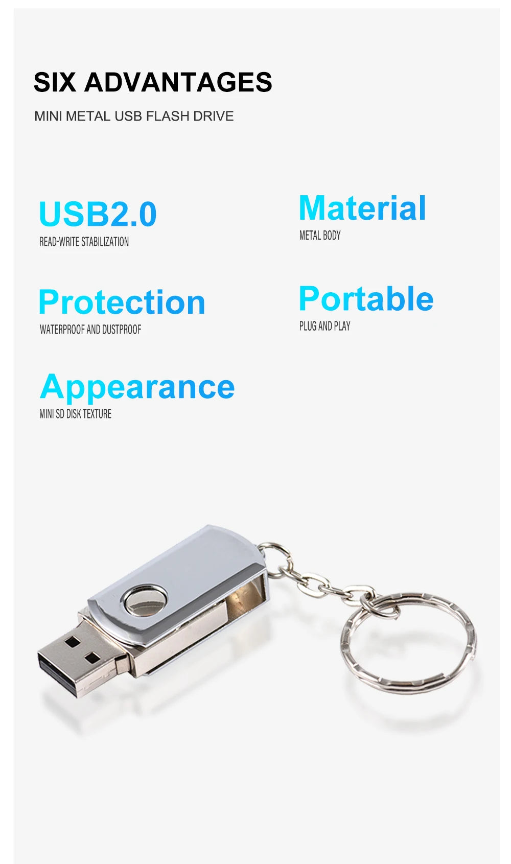 Metal USB Flash Drive 128GB High Speed Memory Stick 64GB Rotatable Pen Drive 32GB Mini Gold USB Stick 16GB