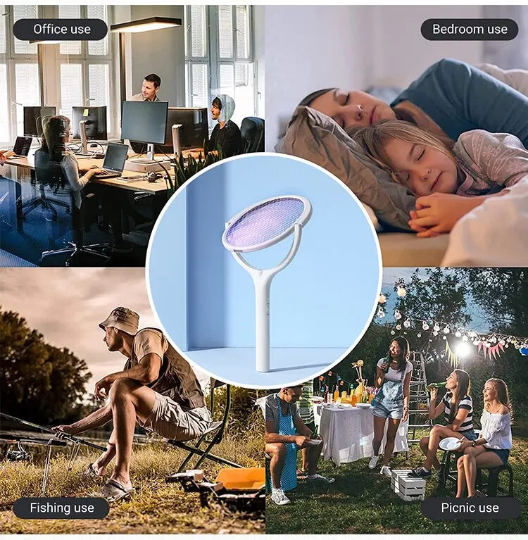 5 In 1 Fast Charging Racket Kill Fly Bug Safety Insulated Battery Powered Lamp ABS Adjustable Electric Mosquito Swatter