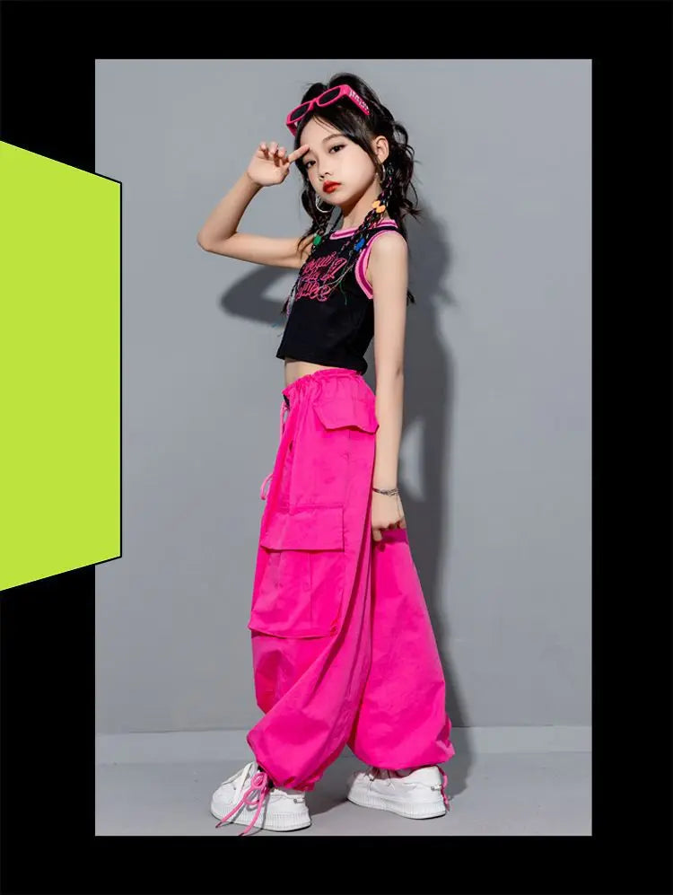 Girls Loose Casual Cargo Pants Fashion Korean Street Style Hip Hop Trousers Wide Leg Pants with Belt for School Vacation Daily