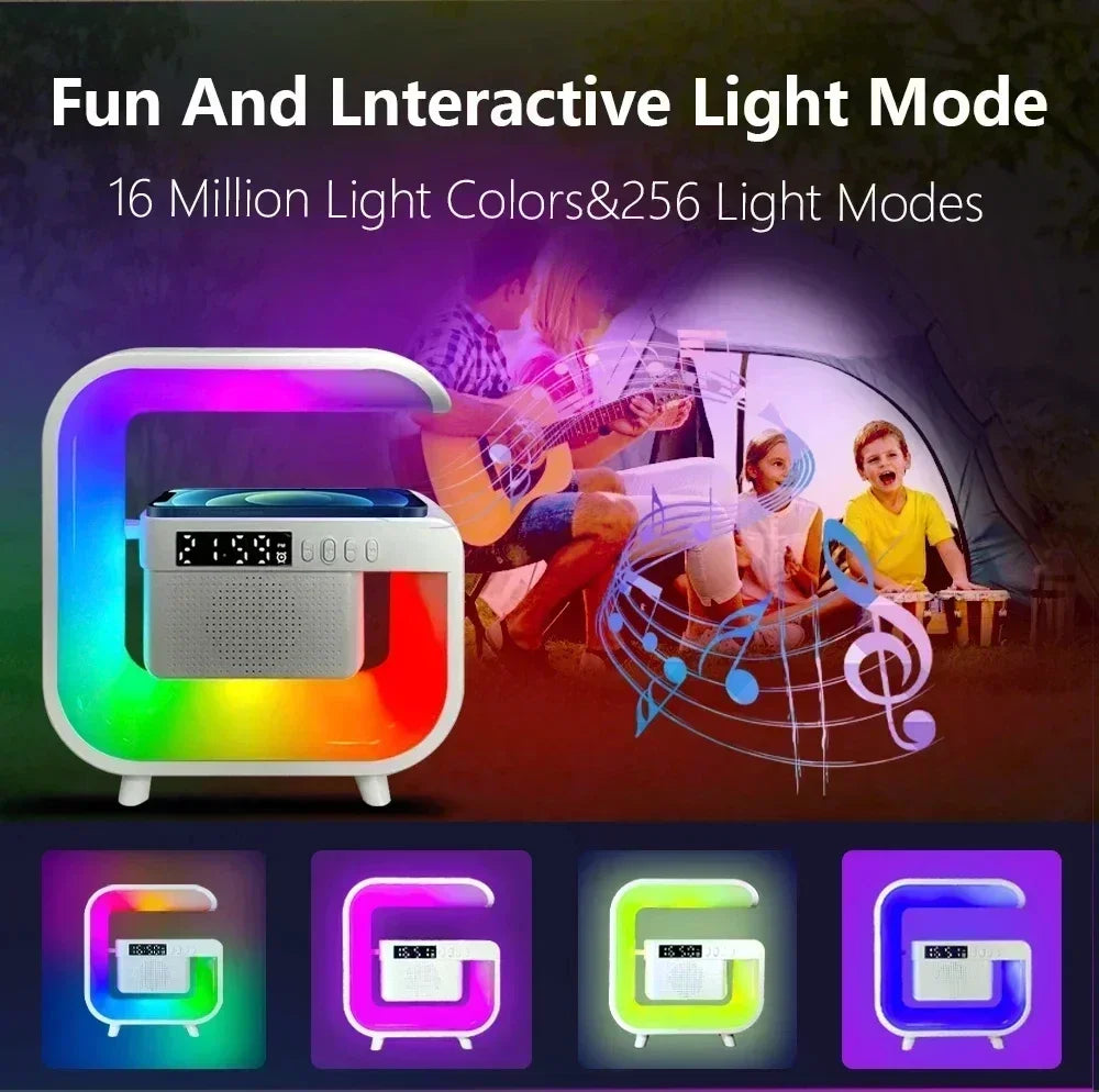 Bluetooth 5.0 Speaker FM TF RGB Night Light Fast Charging Station for iPhone Samsung Xiaomi