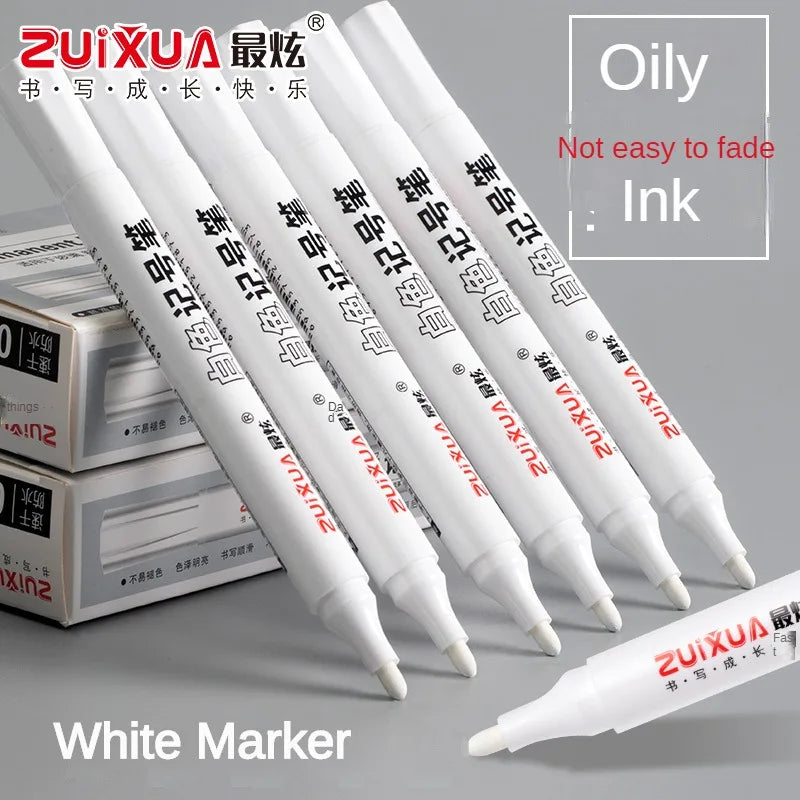 1/3/5 Pcs White Marker Pens 2.0mm Oily Waterproof White Gel Pen DIY Graffiti Sketching Markers Stationery Writing School Supplies