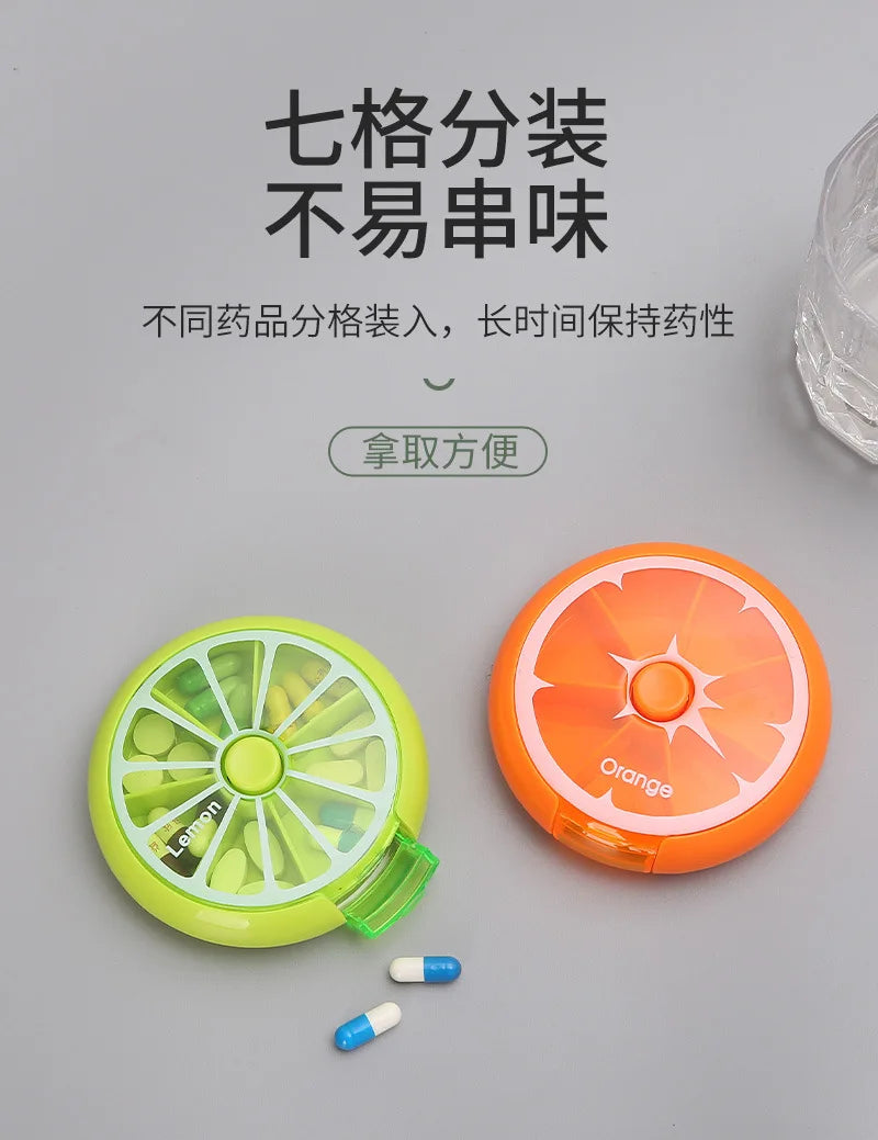 Mini Pill Box Weekly Medicine Pill Box Rotating Pill Box Case Splitter Pill Organizer Portable Travel 7 Day Pill Container Case