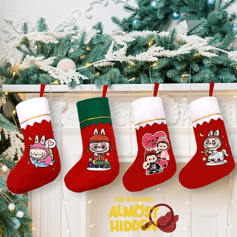 Christmas Socks Labubu Santa Claus Gift Bag  Xmas Tree Hanging Ornaments