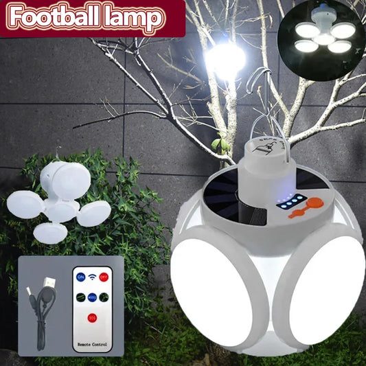 Solar Outdoor Folding Light Portable USB Rechargeable Football Lamp LED  Search Lights Camping Household Emergency lighting lamp