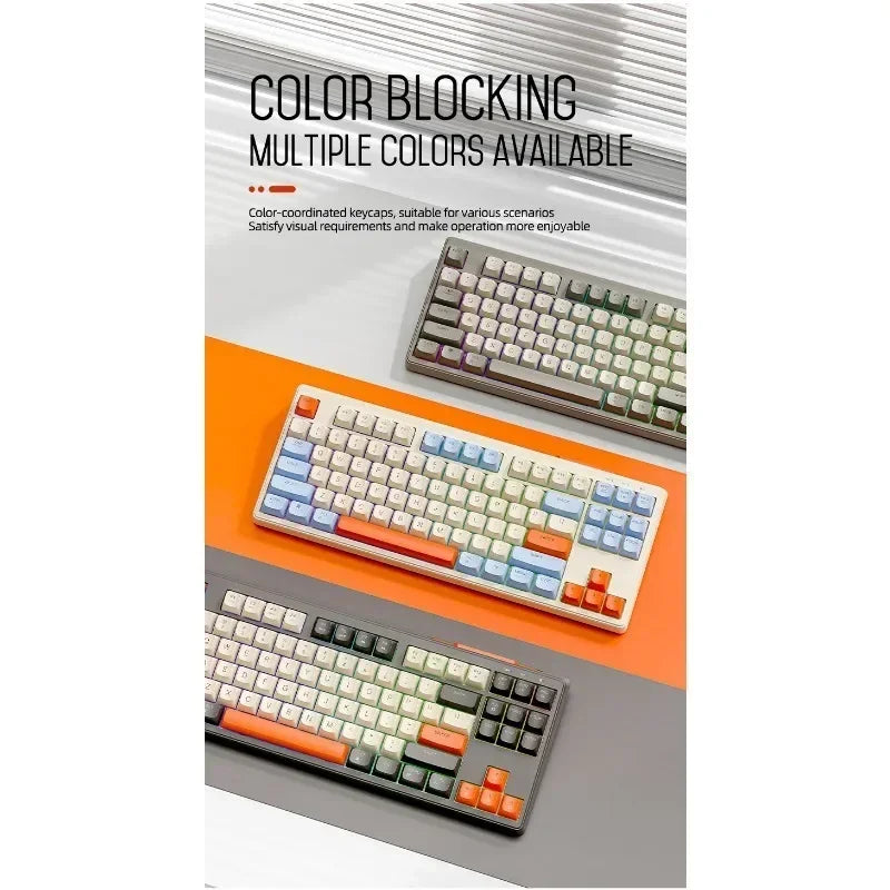 M87 Bluetooth Gaming Keyboard, 2.4G Dual Mode Connection, PBT Ball Cap, Rainbow Light, Suitable for Computers, Laptops, and Mac