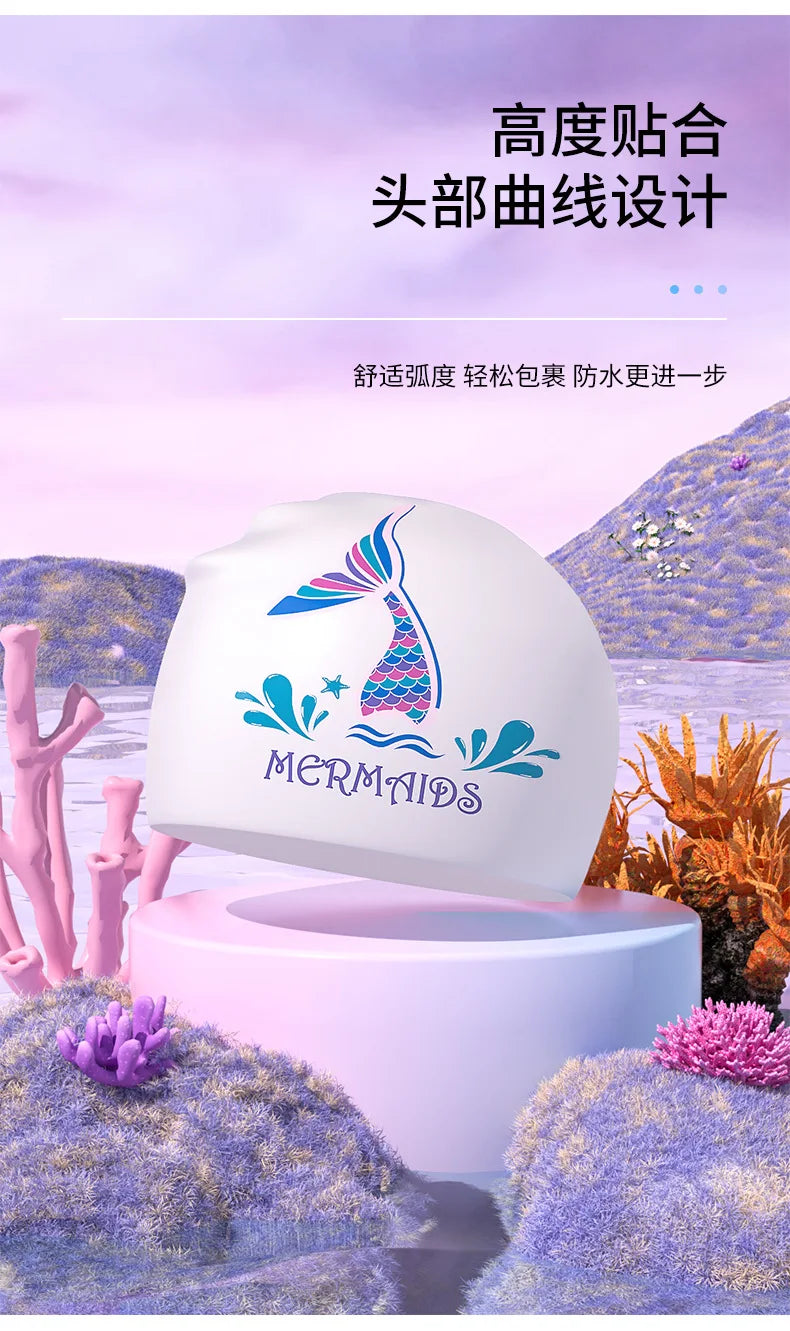 Printed Silicone Swimming Caps for Women Waterproof Women Long Hair Enlarged Swim Caps Swimming Hat Swimming Pool Accessories