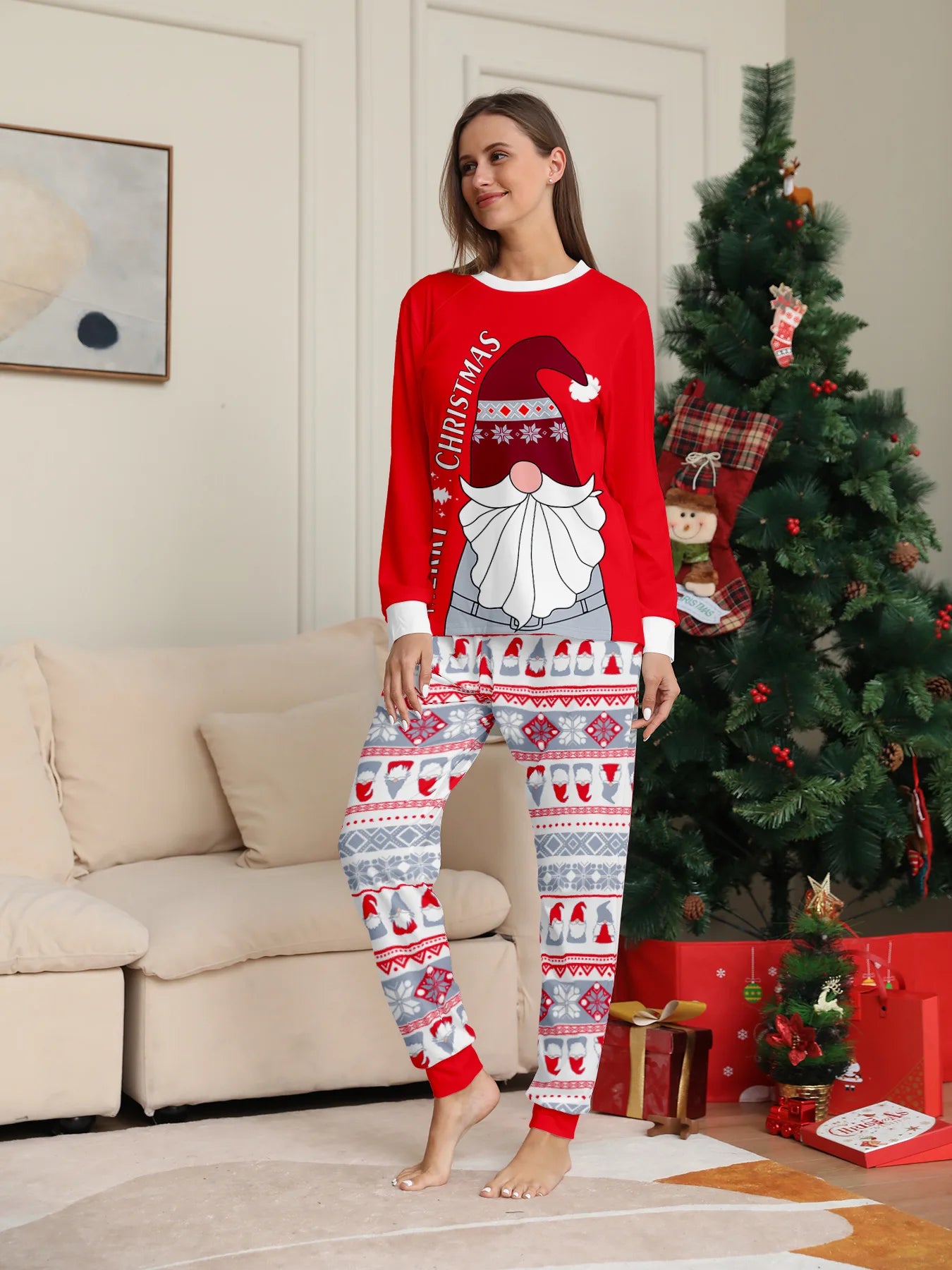 2024 Christmas parent-child clothing red family with a family Christmas clothing home clothing pajamas 2 sets