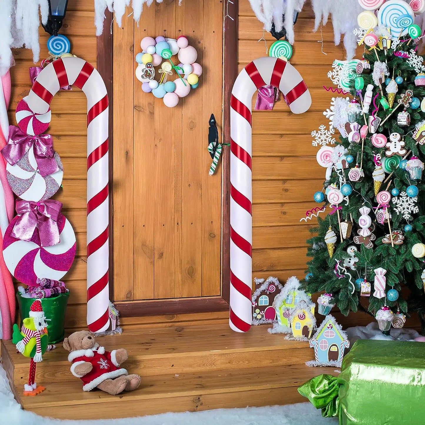 120/90CM Inflatable Christmas Candy Canes Inflatable Candy Sticks for Xmas