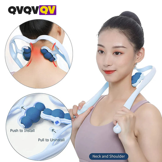 Neck Massager, Trigger Point Roller Massager Neck and Shoulder Shiatsu Deep Tissue Manual Self Muscle Massage Pain Relief Tool