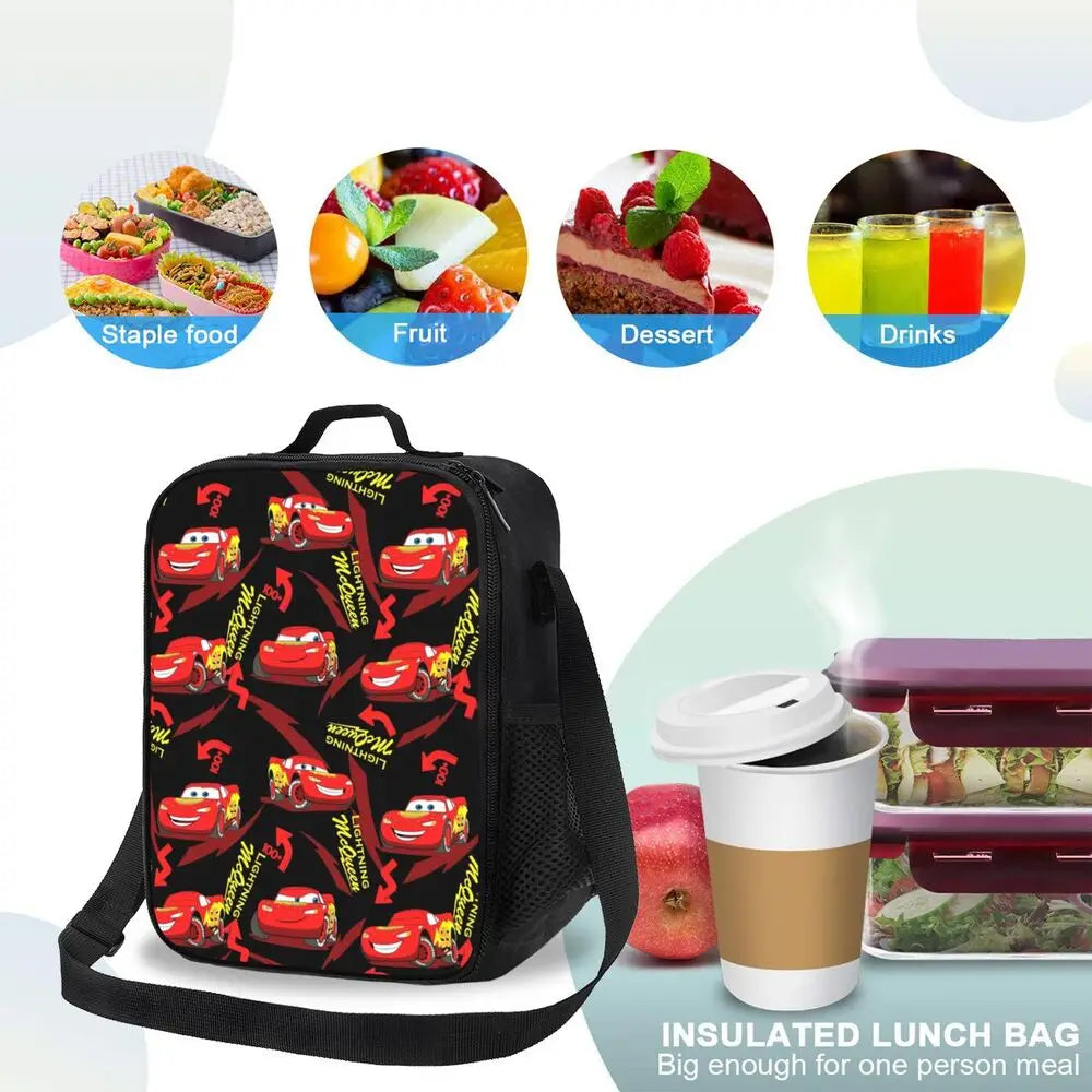 Lightning McQueen Racer Thermal Insulated Lunch Bag Women Lunch Tote for Kids School Children Storage Bento Food Box