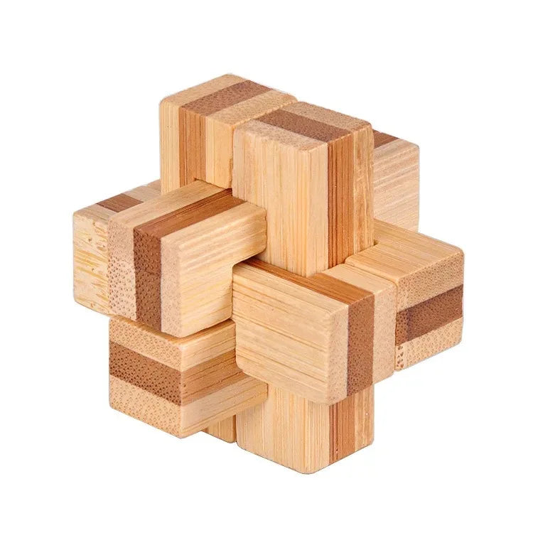 Brain Teaser Kong Ming Lock 3D Wooden Interlocking Burr Puzzles Game Toy For Adults Kids IQ Brain Teaser Kong