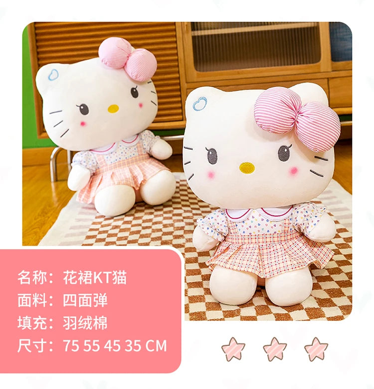 20-70cm Big Size Sanrio Hello Kitty Plush Toys Anime Peripherals Movie KT Cat Kawaii