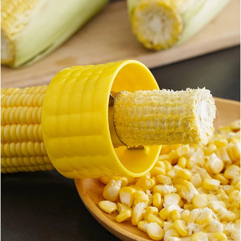 Quick Corn Thresher with Stainless Steel Blades Slicer Peeler Corn Cob Splitter Stripper Cutter Removing Kernels Kitchen Gadgets