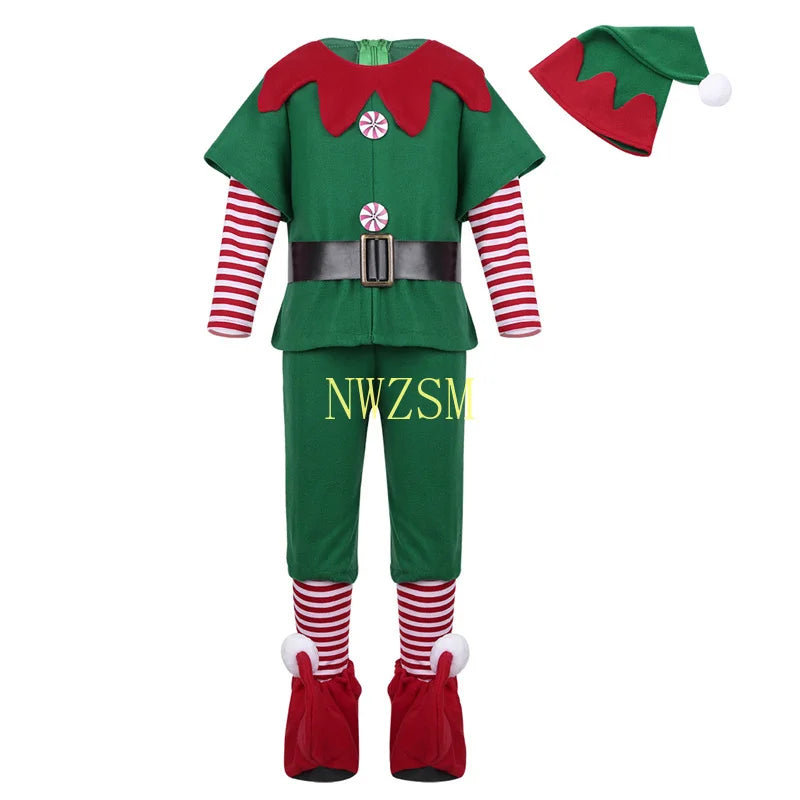 Elf Girls Christmas Costume Festival Santa Clause for Girls New Year children clothing Fancy Dress Xmas Party Dress