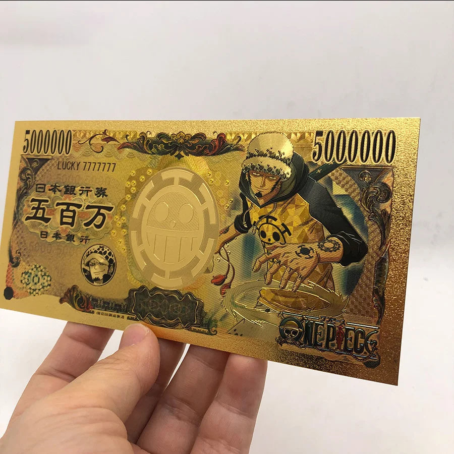 Anime One Piece Toy Golden Cards PVC Zoro Luffy Nika 10 Kinds New Commemorative Banknote Collections Toys Gifts For Party