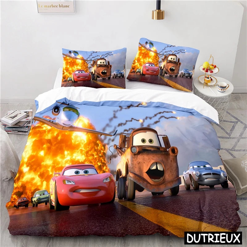 Amazing Bed sheet Cover for Cars Lightning McQueen Mater 3D Print Bedding Set Comforter Cover With Pillowcase Soft Duvet Cover Set For Children Boys Gift