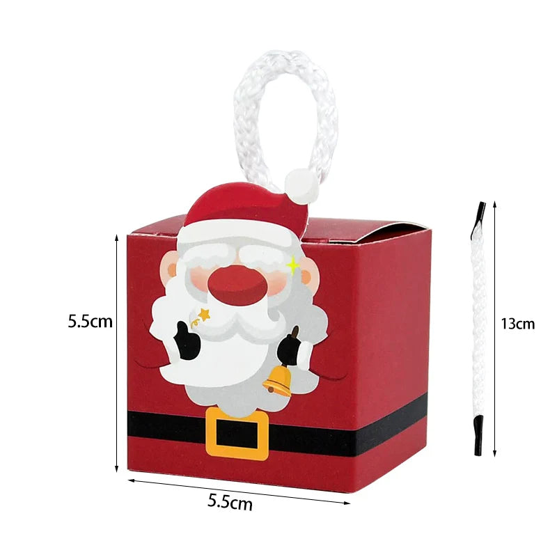 10Pcs Christmas Gift Box Xmas Tree Santa Claus Snowman Paper Candy Cookie Packing Box Bags Children Favors