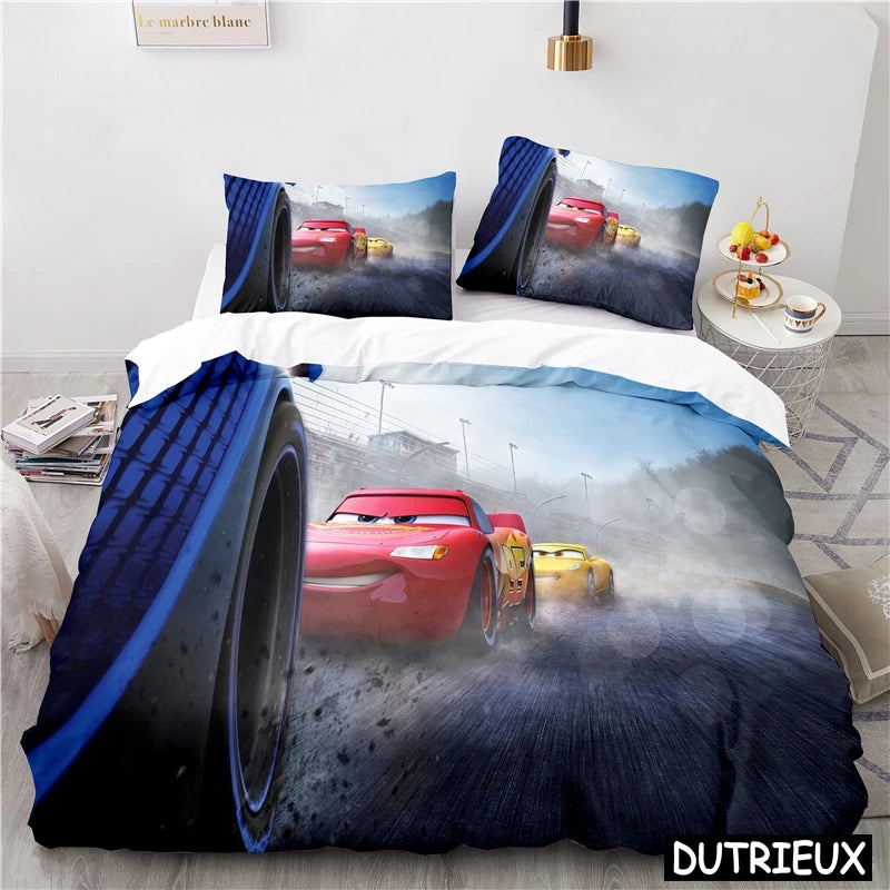 Comforter Cover Lightning McQueen Mater 3D Print Bedding Set Comforter Cover With Pillowcase Soft Duvet Cover Set For Children Boys Gift