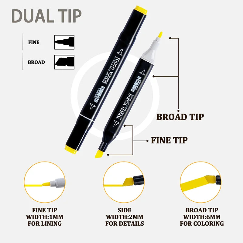 12/24/30/36/40/48/60/80 Colors Double Headed Art Markers Drawing Pen Set Sketching Tip Based Oily Markers Graffiti Manga School