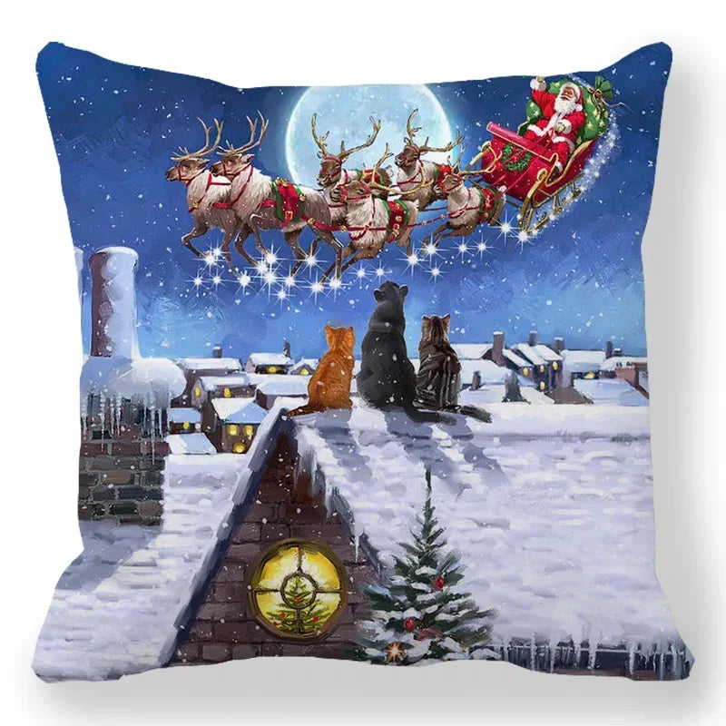 Christmas costume Santa and elk 45x45cm cushion cover ornament Natal Adornos de Navidad