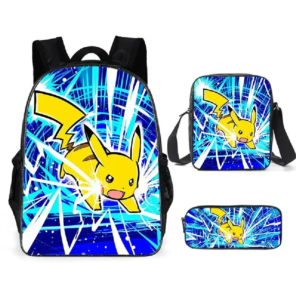 Pokémon School Bag Pikachu Backpack Polyester Burden-reducing Student Boys Girls Anime kawaii Cartoon School Bag