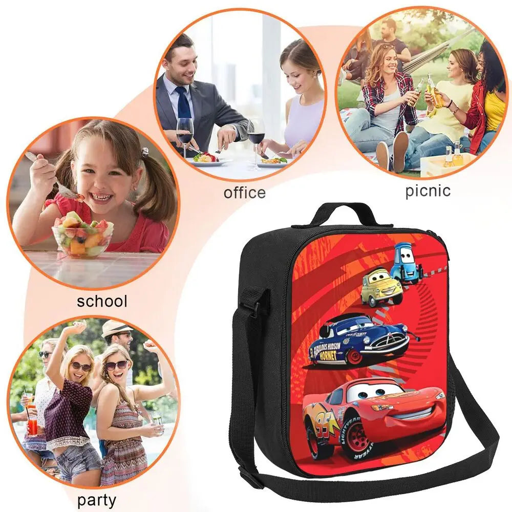 Lightning McQueen Racer Thermal Insulated Lunch Bag Women Lunch Tote for Kids School Children Storage Bento Food Box