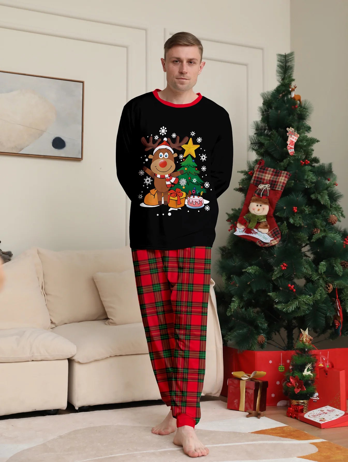 Christmas tree Pajama printing family Christmas set for a family of four pajamas pants 2 pieces