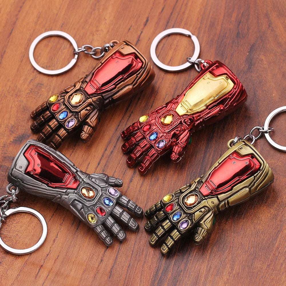 Marvel Iron Man Infinity Glove Pendant Key Holder Avengers Infinity Stones Weapon Keychain Accessories Gifts For Fans Toys