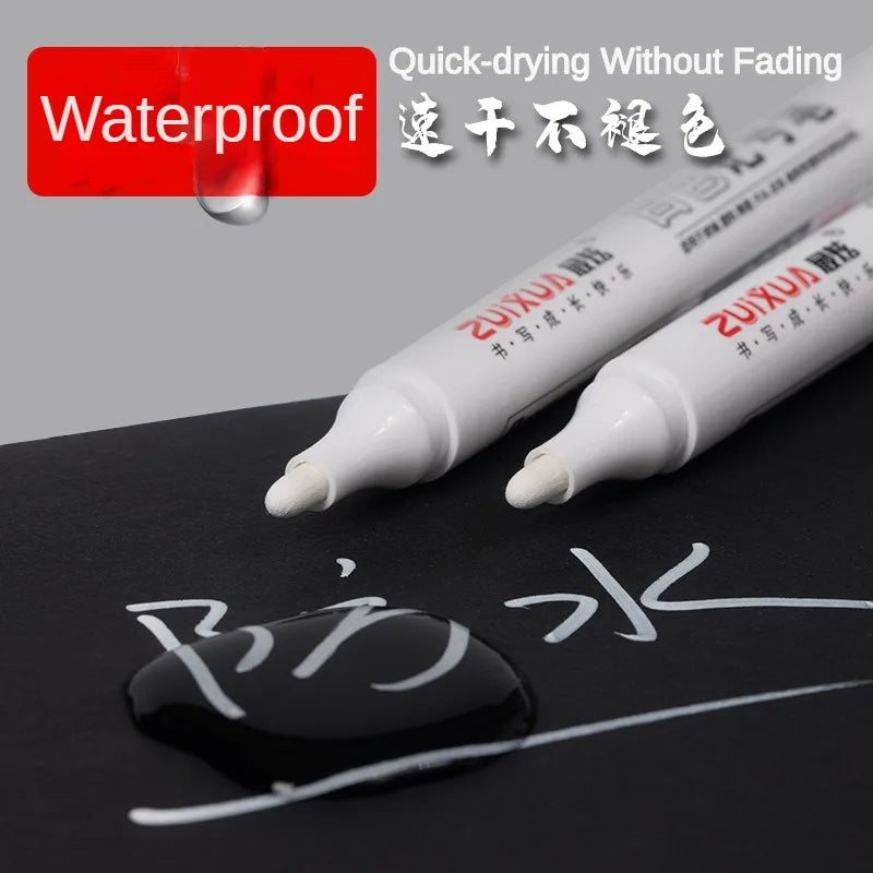 1/3/5 Pcs White Marker Pens 2.0mm Oily Waterproof White Gel Pen DIY Graffiti Sketching Markers Stationery Writing School Supplies