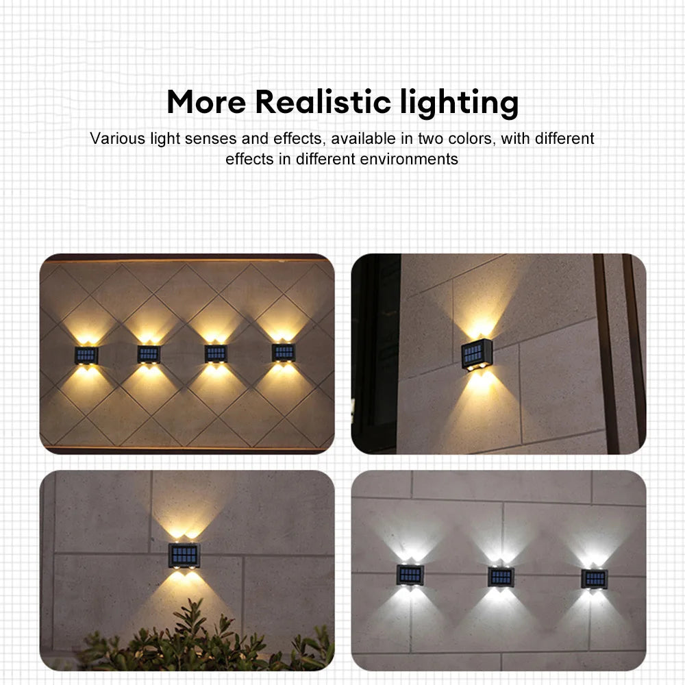 Solar LED Wall Lights Outdoor Garden Decoration Wall Lamp Waterproof Up And Down Luminous Lighting Outdoor Solar LED Lamp