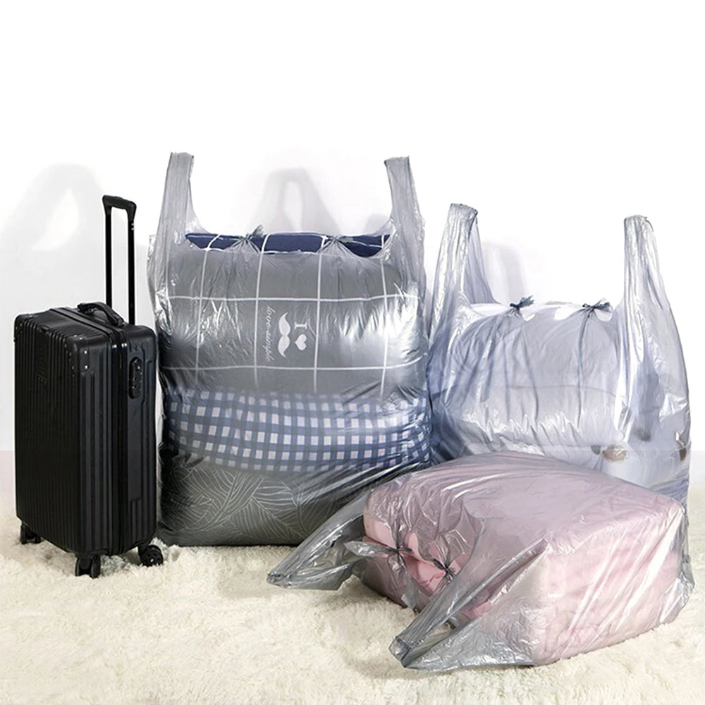 Super Large Silver Bags Thicken Plastic Moving Packaging Bag Transparent with Handle for Duvet Blanket  Bedding Clothing Storage