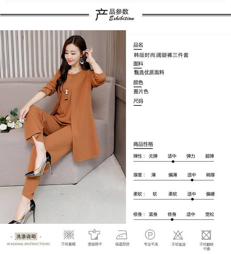 Women's Fashionable Stylish Wide Lady Slimming Fashion plus Size Women Three-Piece Suit