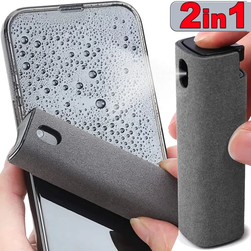 2in1 Microfiber Screen Cleaner Spray Bottle For Mobile Phone iPad Computer Microfiber Cloth Wipe iPhone Cleaning Glasses Wipes