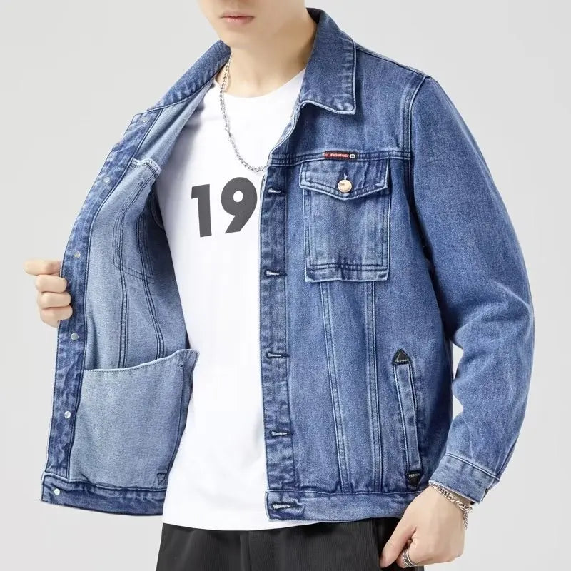 Classic Men's Denim Jackets Vintage Classic Style Motor & bicycle Winter Jacket Men Slim Stretch Cotton Casual Jeans