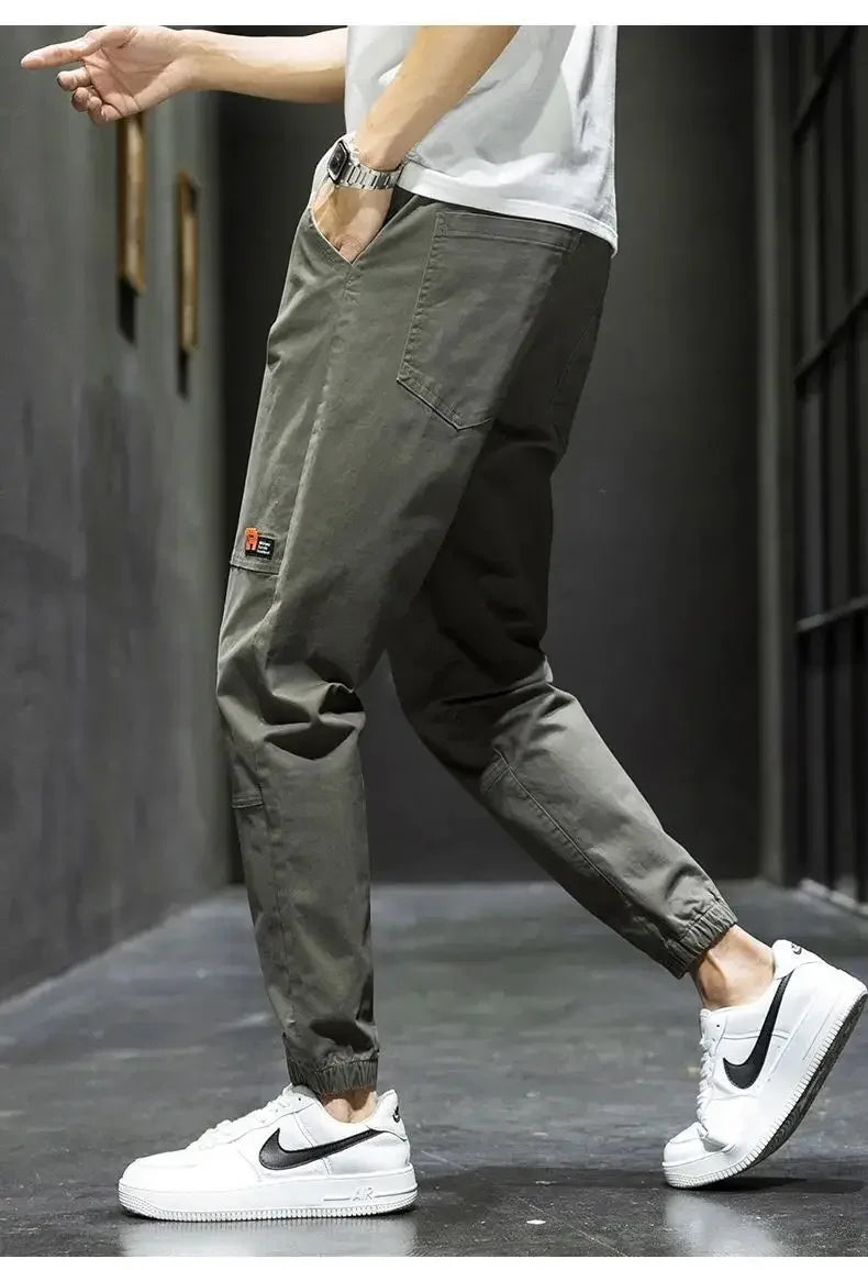 KPOP Fashion Style Harajuku Slim Fit Trousers Loose All Match Harem Pant Straight Leg Cargo Pants Pockets Casual Pants