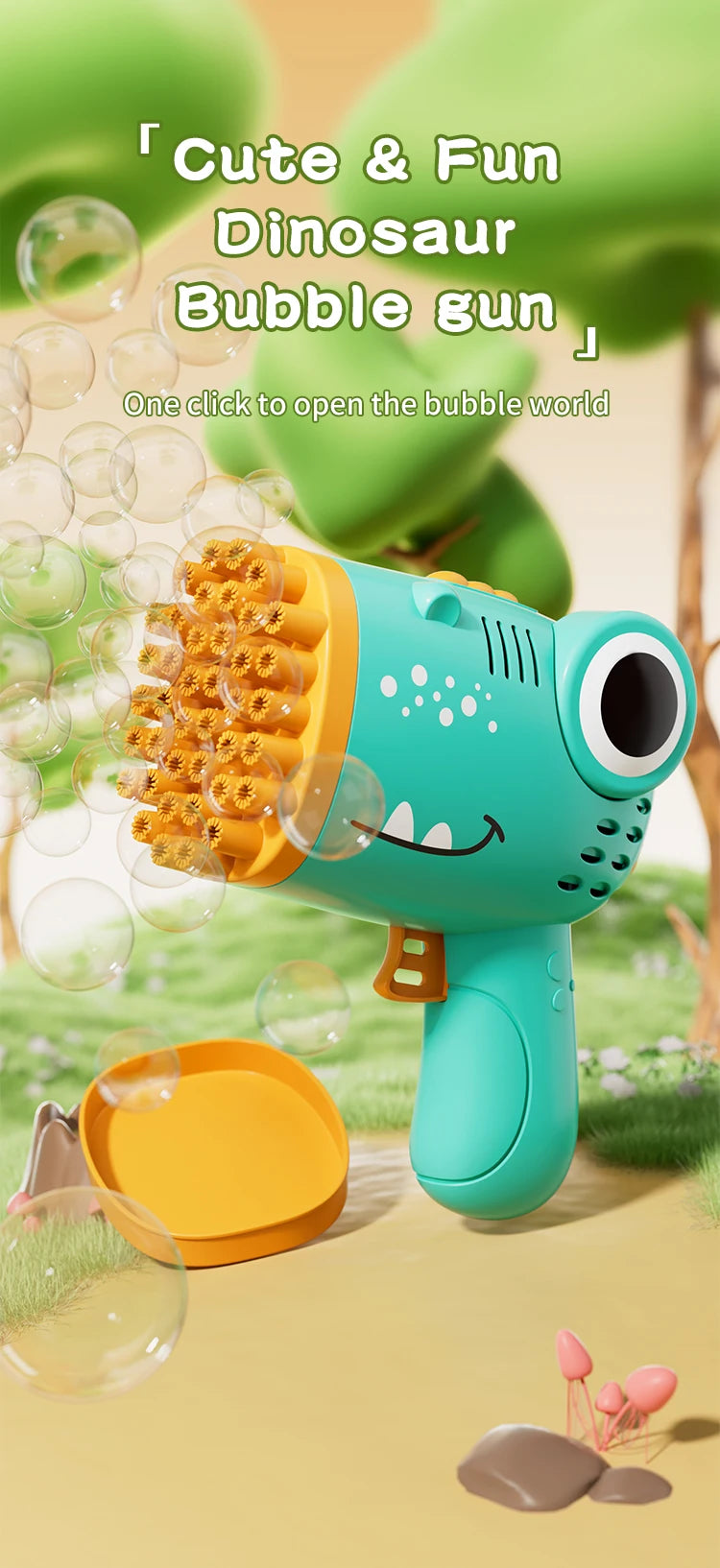 Dinosaur Bubble Gun Handheld Fully Automatic Bubble Machine Without Battery And Bubble Water For Kids Gift