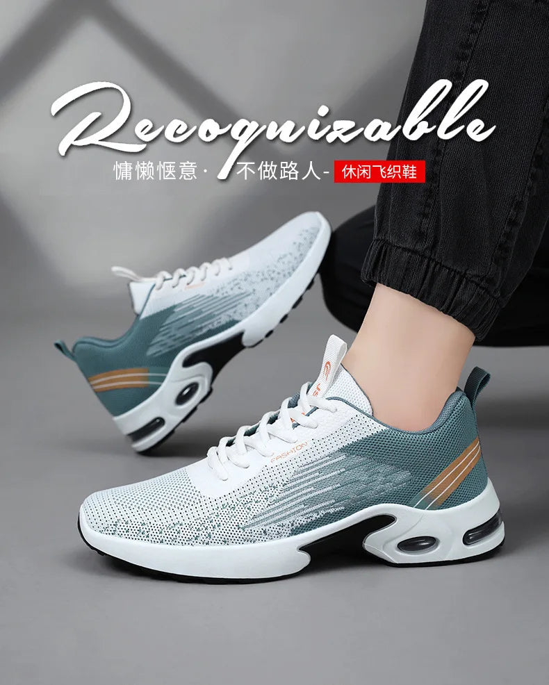 Men's Shoes lace-up Soft sole sports single shoes flying woven Casual style men's Running shoes sneakers