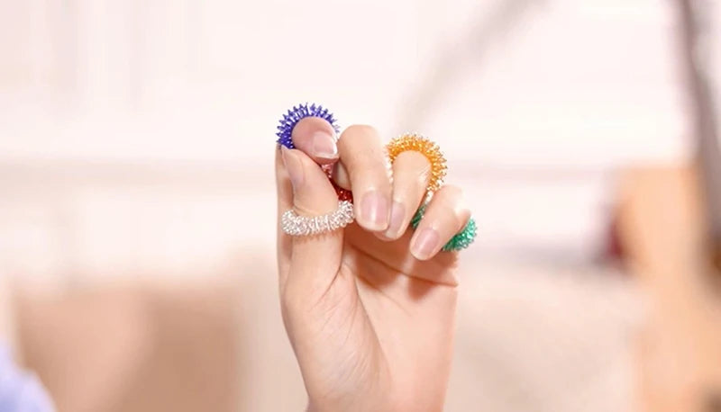 Finger Rings Acupressure Stress Relief Spiky Sensory Decompression Toys Relief Anxiety Relief Finger Toys