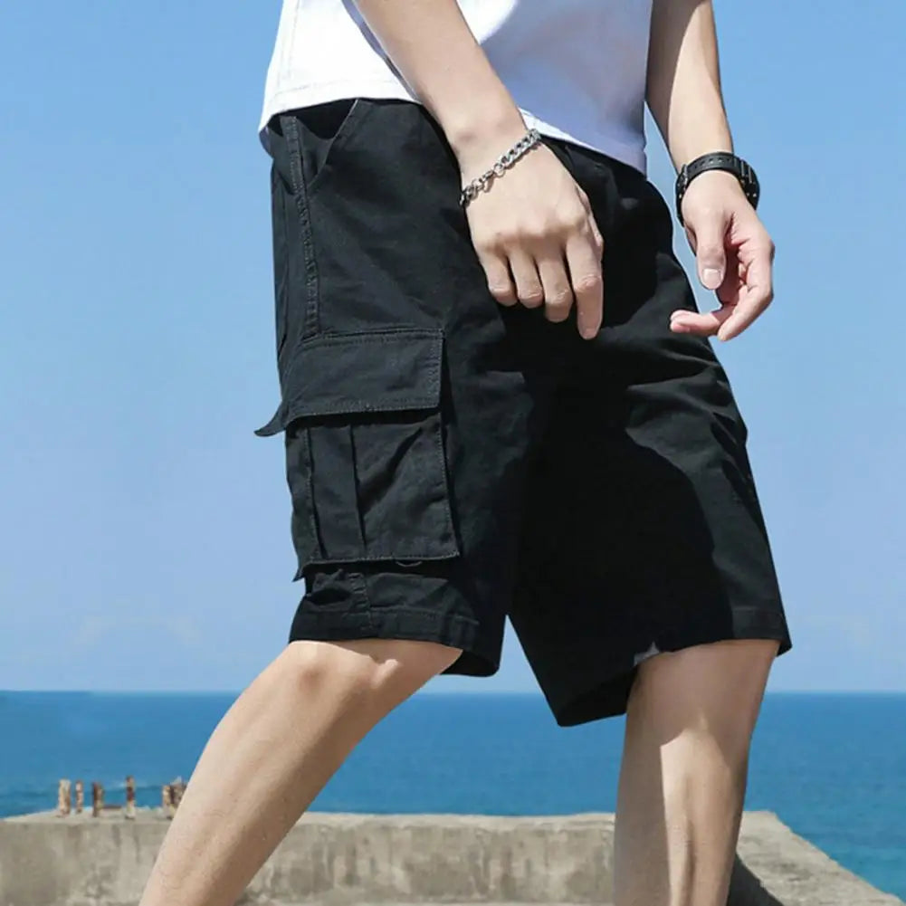 Men Shorts Men's Cargo Shorts with Multiple Pockets Elastic Waist Breathable Fabric for Summer Sports Streetwear Men Cargo