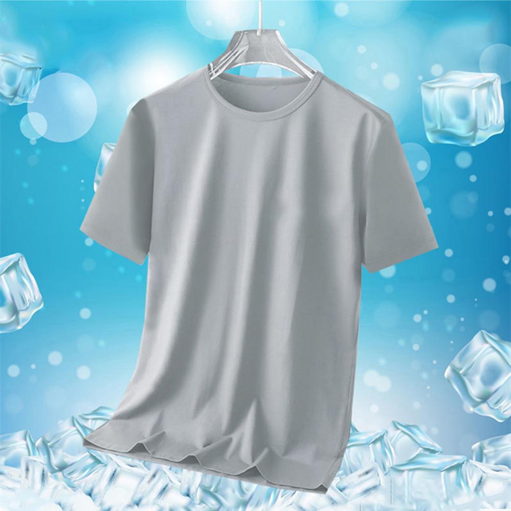 Men's Ice Silk Quick Dry Mesh T-shirt Summer Loose Sportswear Thin Breathable Short-sleeved