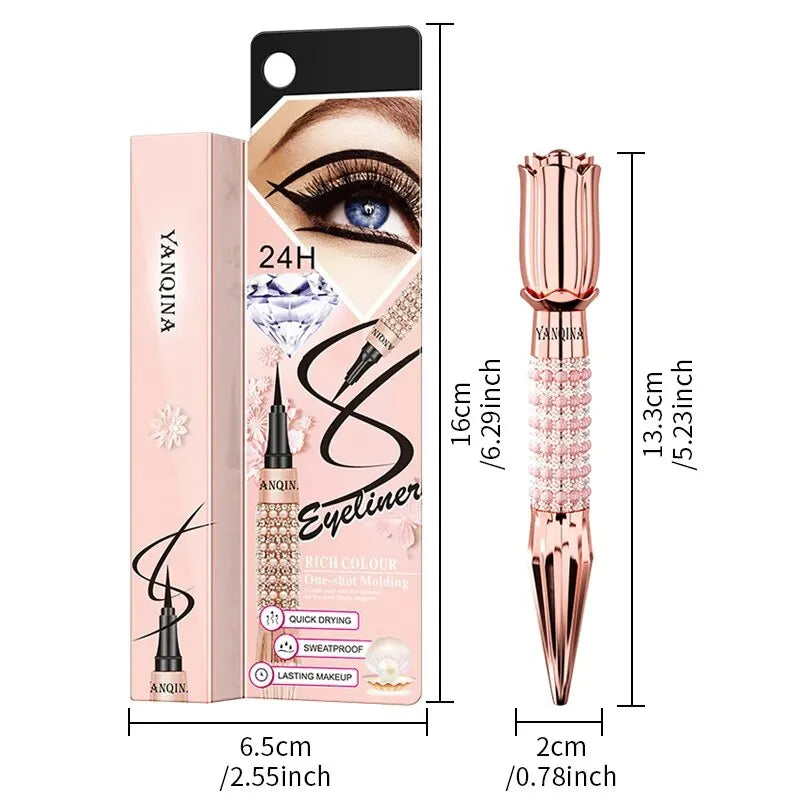 YANQINA Precision Liquid Eyeliner Pen - Long-lasting, Waterproof, Transfer-proof, Quick-Dry Black Eyeliner with Sparkling Design