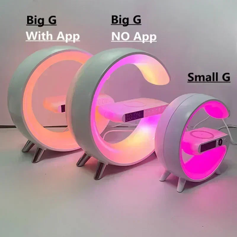 Wireless Charger Pad Stand Bluetooth Speaker LED RGB Night Lights Lamp Alarm Clock Fast Charging Station Dock for iPhone Samsung