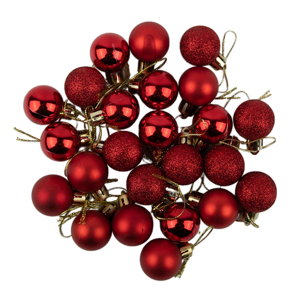 Christmas Ornaments 3cm Hanging Plastic Balls Set Xmas Tree Decorations For Holiday