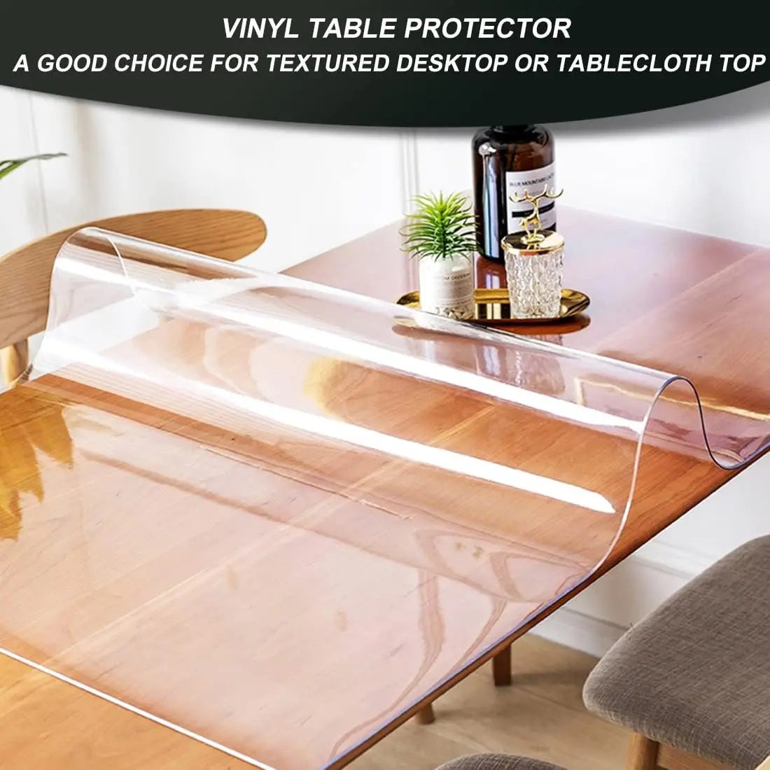 Transparent tablecloth PVC 1.5mm thick waterproof, oil resistant, heat-resistant transparent dining table mat 1pc