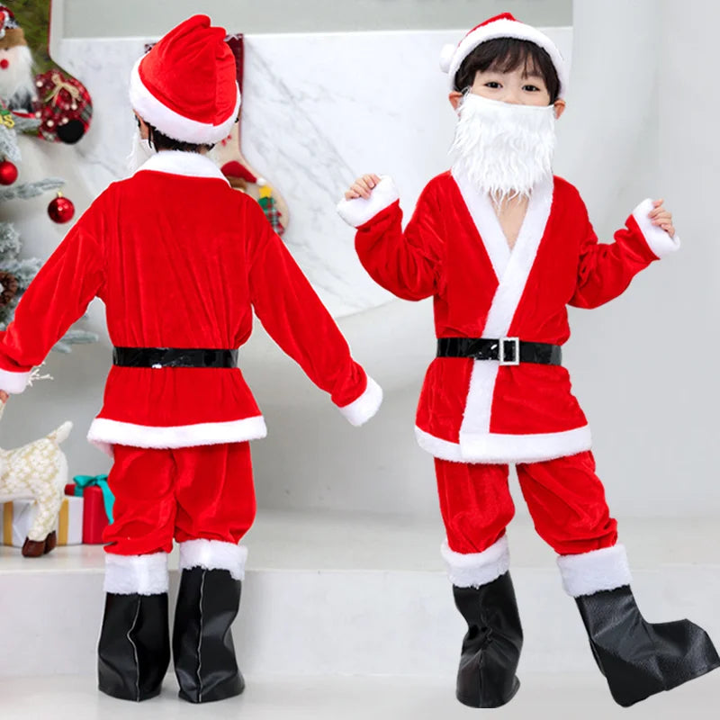 Christmas Costume boys and girls clothing, with girls shawls, boots, Christmas gift bags