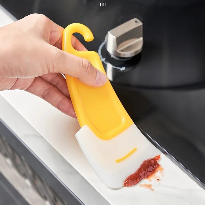 4/1Pcs Kitchen Silicone Scraper Cleaning Spatula for Food Residue Stains Remover Brush Oil Plate Clean Soft Blades Cleaning Tool