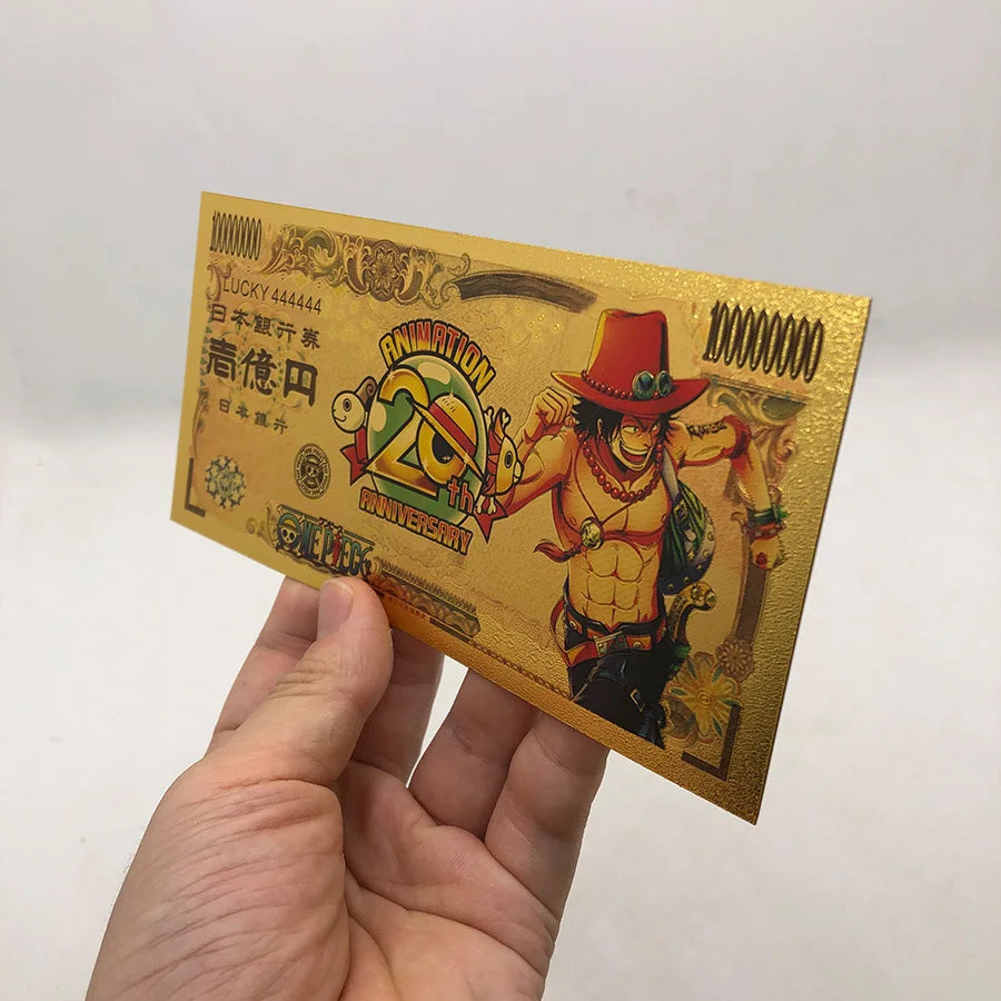 Anime One Piece Toy Golden Cards PVC Zoro Luffy Nika 10 Kinds New Commemorative Banknote Collections Toys Gifts For Party