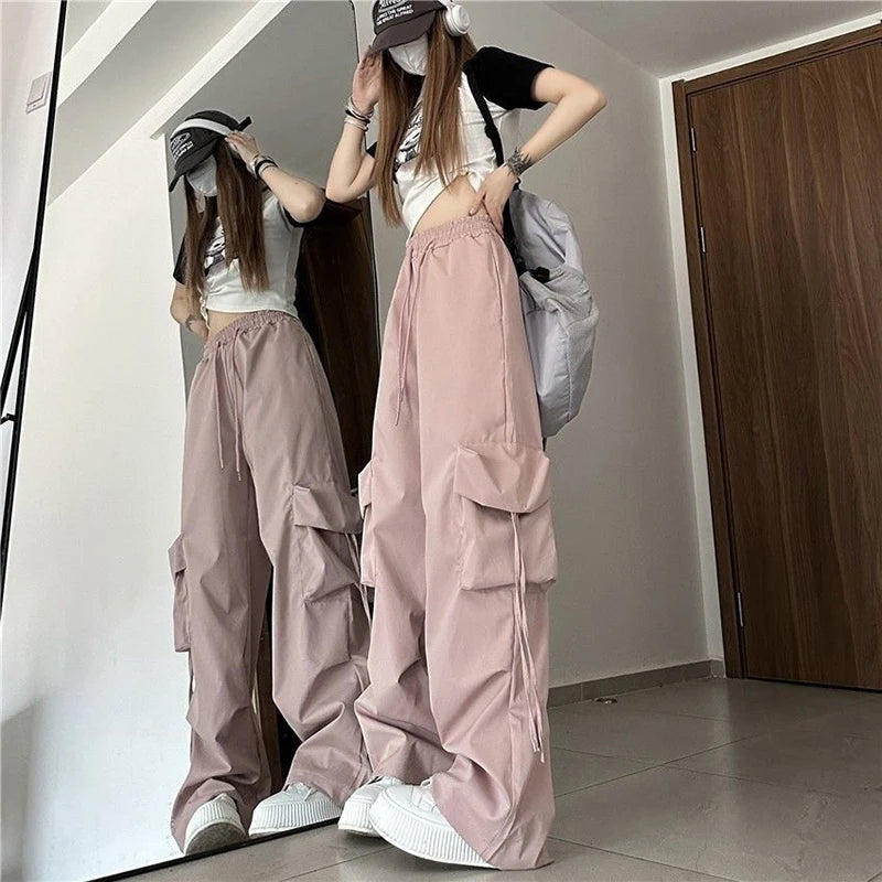 Cargo Pant Women Hip Hop Loose Casual Trousers American High Waist Big Pockets