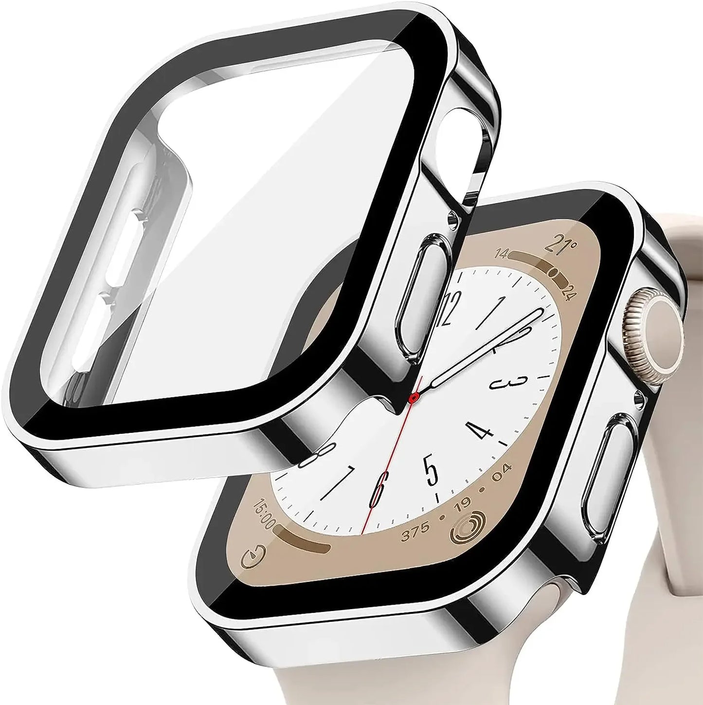 Tempered Glass + Cover For Apple Watch 9 8 7 45mm 41mm