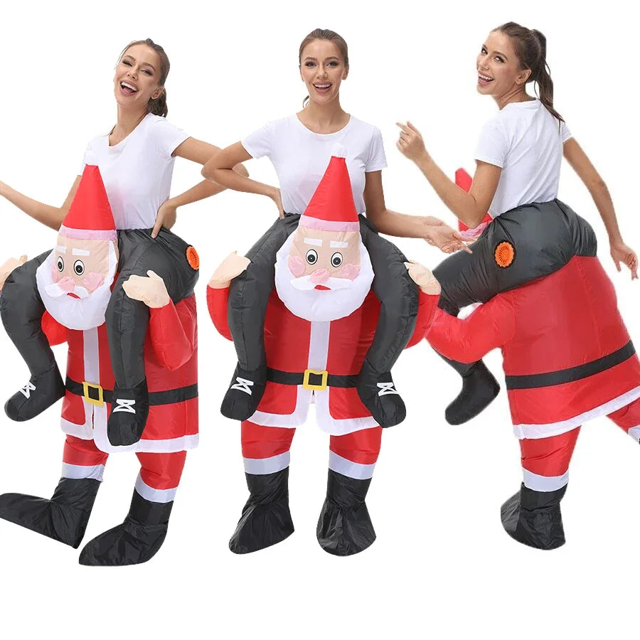 120-190CM Christmas Santa Claus Adult Inflatable Costume Fancy Funny Cosplay Clothing Performance